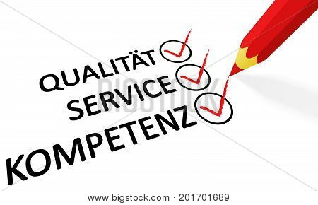 Red Pencil And Text Quality Service Competence