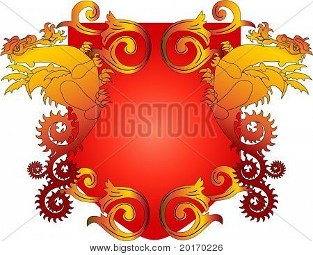 crest with dragons and scroll vector