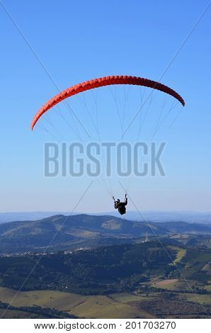 Paragliding in the mountains of Minas Gerais, Brazil