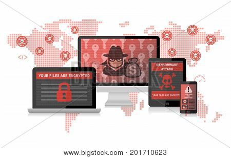 Ransomware Attack Malware Hacker Around The World Infographic