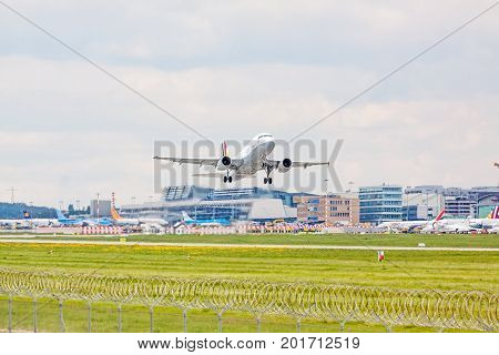 Airplane From Germanwings After Takeoff, Airport Stuttgart, Germany