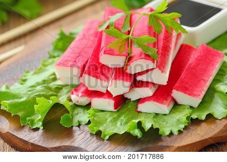 Crab Sticks Prepared For Eating