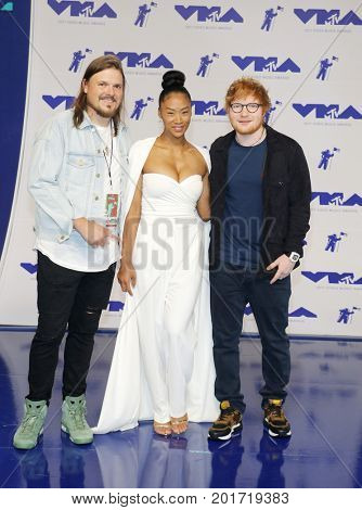 Jennie Pegouskie and Ed Sheeran at the 2017 MTV Video Music Awards held at the Forum in Inglewood, USA on August 27, 2017.