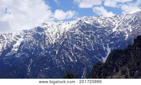 Snow clad mountains in the region of north india
