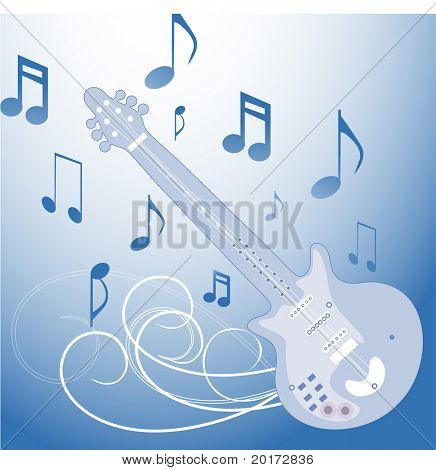 stilizált gitár kották vektor