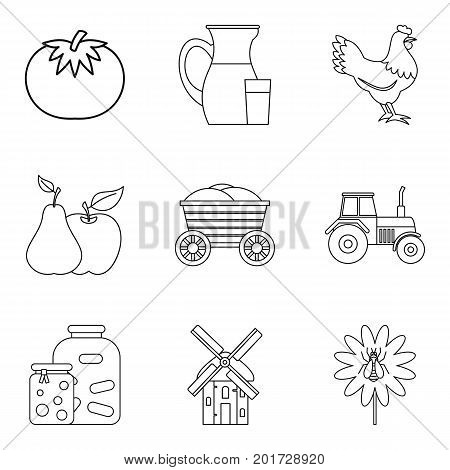 Cornfield icons set. Outline set of 9 cornfield vector icons for web isolated on white background