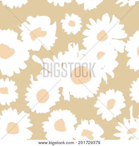 Floral background with camomiles. A simple pattern for textile printing, decoration, paper, scrapbooking, patchwork. Vector illustration