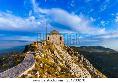 Lovcen Mountains National park at sunset in Montenegro