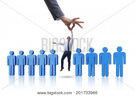 Recruitment concept with hand picking the best employee