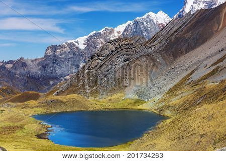 Beautiful mountains landscapes in Cordillera Huayhuash, Peru, South America