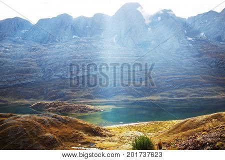 Beautiful mountains landscapes in Cordillera Huayhuash, Peru, South America