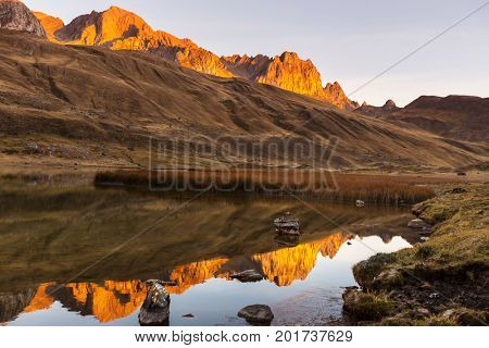 Beautiful mountains landscapes in Cordillera Huayhuash, Peru, South America
