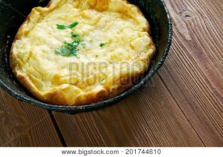 Omelette Tunterma. Tatar cuisine. close up meal
