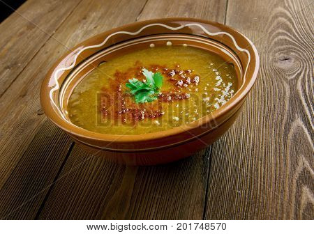 Merji shorbasi - Red lentil soup close up homemade meal
