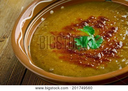 Merji shorbasi - Red lentil soup close up homemade meal