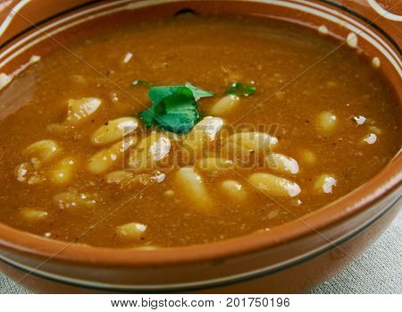 Bob chorba - national Bulgarian dish. close up classic meal