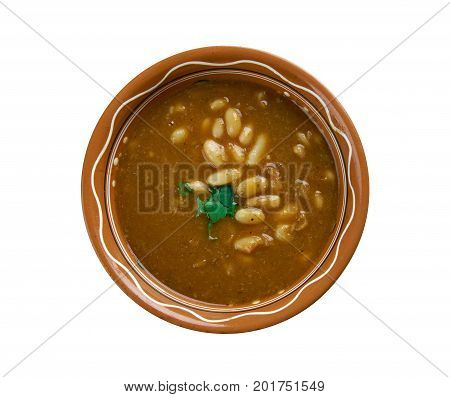 Bob chorba - national Bulgarian dish. close up homemade, meal
