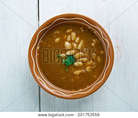 Bob chorba - national Bulgarian dish. close up meal