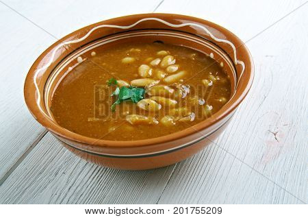 Bob chorba - national Bulgarian dish. close up healthy meal