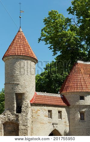 Viru Gate of the Old City of Tallinn, Estonia