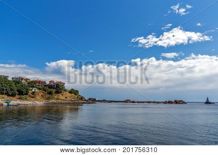 AHTOPOL, BULGARIA - JUNE 30, 2013: Panorama of port of town of Ahtopol,  Burgas Region, Bulgaria