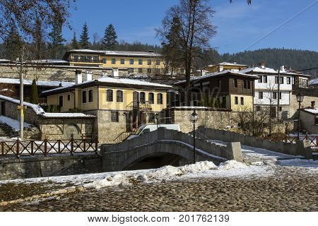 KOPRIVSHTITSA, BULGARIA - DECEMBER 13, 2013: Winter view of Old House  in historical town of Koprivshtitsa, Sofia Region, Bulgaria