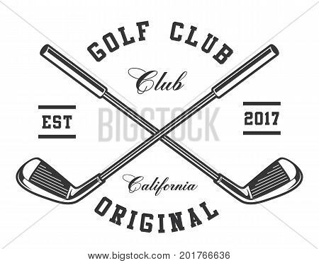 Monochrome Golf clubs on white background. Text is on the separate layer.