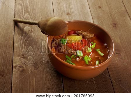 Traditional Bulgarian soup chorba.shurpa soup close up meal