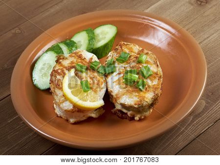 grilled t-bone codfish steak and vegetables close up  prepared meal