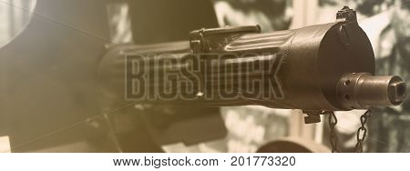 Old machine Gun. Maxim gun. First World War Machine gun.