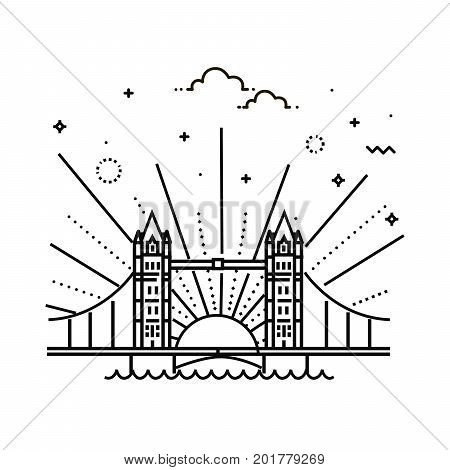 London bridge illustration design. Line vector icon