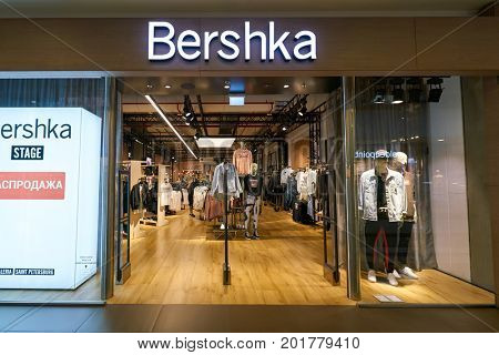 SAINT PETERSBURG, RUSSIA - CIRCA AUGUST, 2017: Bershka store at Galeria shopping center. Bershka is a retailer and part of the Spanish Inditex group