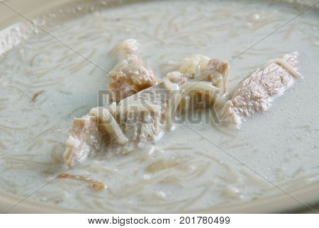 Greek lemon Chicken Soup close up meal