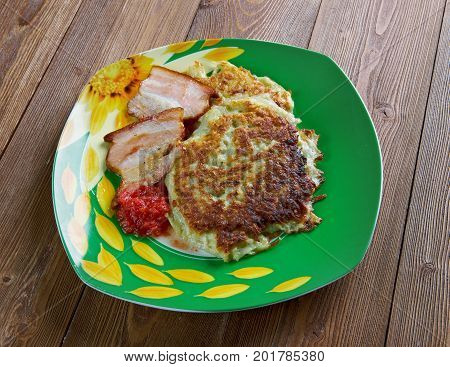 Potato pancake Raggmunk - Swedish cuisine. close up healthy meal