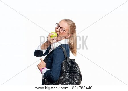 Happy Young Student Girl With Backpack.  Back To School