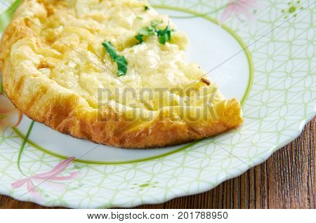 Omelette Tunterma.Tatar cuisine. close up natural meal