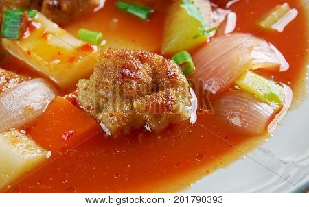 Bavarian Meatball Stew.German cuisine close up meal