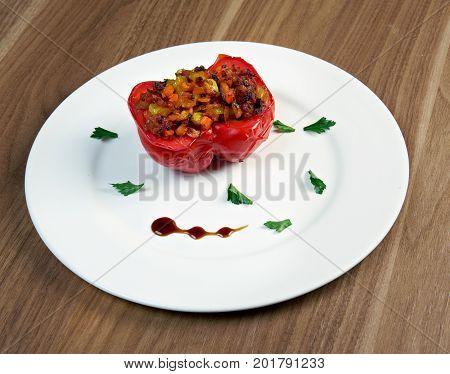 Stuffed peppers .popular dolma across Azerbaijan. close up meal
