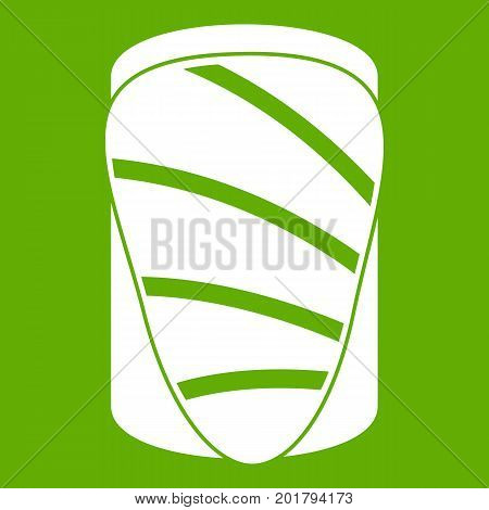 Salmon icon white isolated on green background. Vector illustration