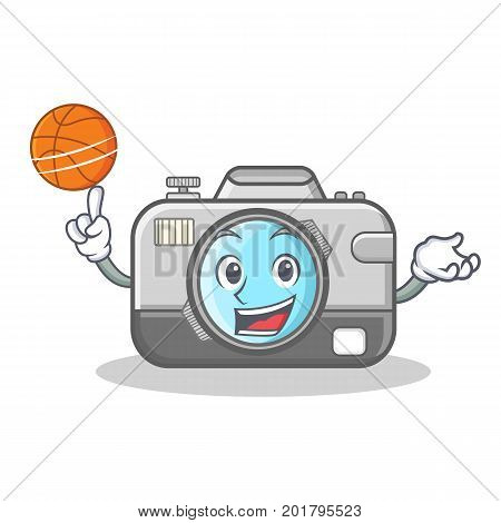 Basketball photo camera character cartoon vector illustration