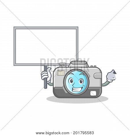 Bring board photo camera character cartoon vector illustration