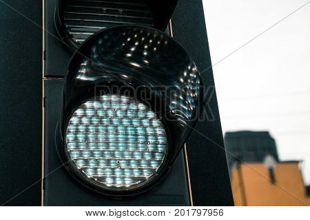 white old traffic light on the old train stathion