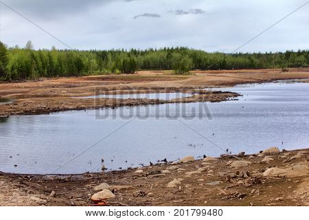 Discharge Of Water From Hydropower, River Bottom Was Exposed