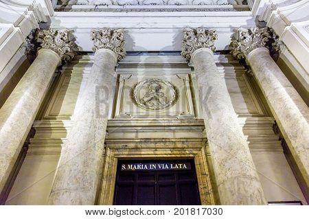 Santa Maria Via Lata Church Over Luke's House Rome Italy. Church founded in 400 AD frescoes added in 1400s and church renovated 1639.