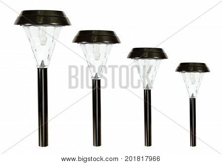 Row of Garden Lamps on White Background