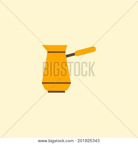 Flat Icon Turkish Cezve Element. Vector Illustration Of Flat Icon Ibrik Isolated On Clean Background