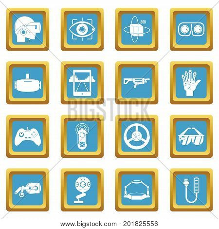 Virtual reality icons set in azur color isolated vector illustration for web and any design