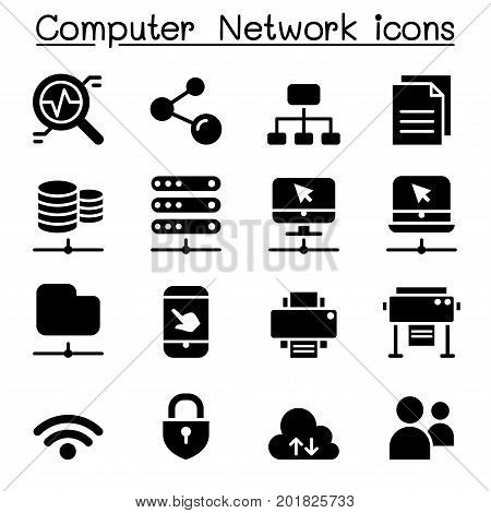 Computer network icons set vector illustration graphic design