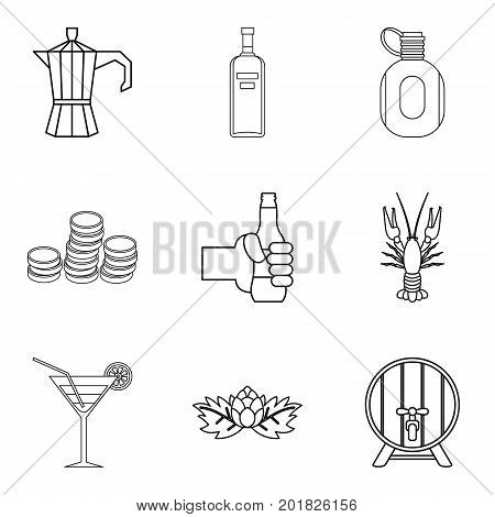 Martini icons set. Outline set of 9 martini vector icons for web isolated on white background