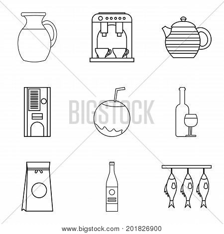Pleasant dinner icons set. Outline set of 9 pleasant dinner vector icons for web isolated on white background